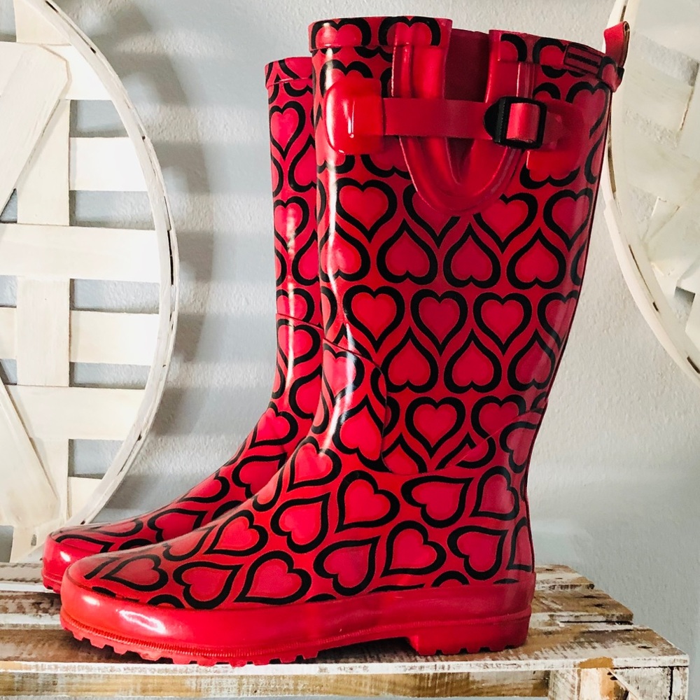 UnionBay Red Rain Boots Sz 8